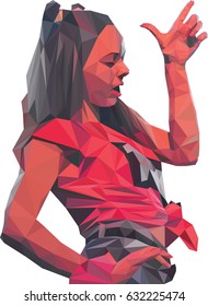 Portrait Of A Woman In Low Polygon Style. Low Poly Style Creative Vector Illustration. Young Woman Poster.