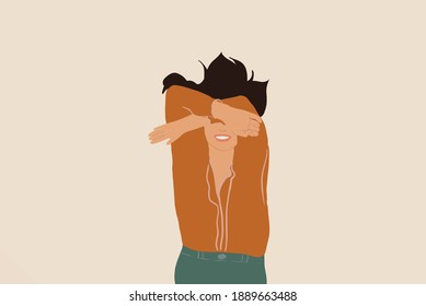 Portrait of woman lying and dreaming. Vector illustration