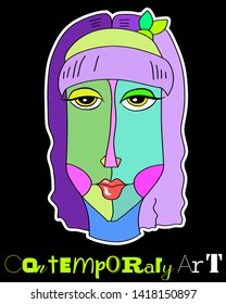 Portrait a woman  in modern abstract style. Hand drawn vector illustration for your contemporary fashion design