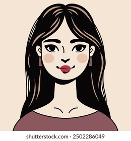 Portrait of a woman on a light background. Avatar for social media. Diversity. Vector illustration in cartoon style.