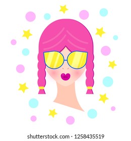 Portrait of woman on white background. Design for t-shirt.Vector illustration