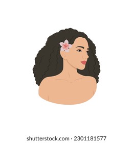 Portrait of a woman, self-care, beauty sphere, Vector illustration. 