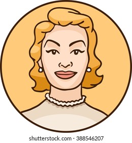 portrait of a woman sign Pin Up line circle