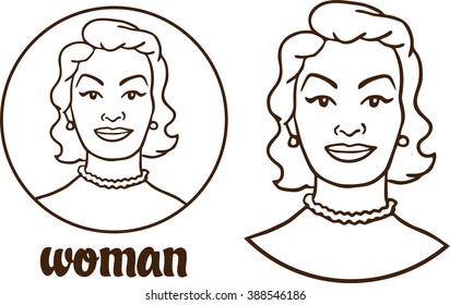 portrait of a woman a simple sign line set