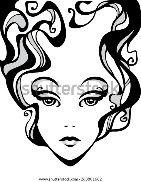 Portrait Woman Style Art Nouveau Stock Vector (Royalty Free) 268801682 ...