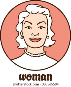 portrait of a woman stylization Pin Up line circle