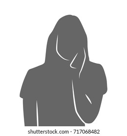 Portrait of a woman talking on the phone and waiting silhouette. Vector illustration