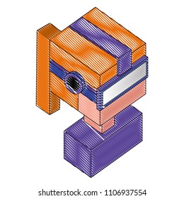 portrait woman using virtual reality glasses isometric