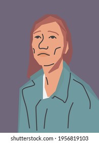 Portrait of a woman. Vector flat illustration.