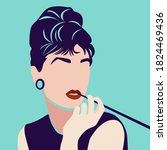 Portrait of woman vector illustration minimalism
