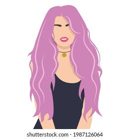 Portrait of a woman without a face. A girl with long hair. Female power, an abstract figure without a face. Minimalist style. Vector illustration