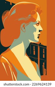 Retrato de una deco de arte al estilo de los años 50 de una mujer. Arte vectorial de la mujer. Diseño del cartel del día de la mujer