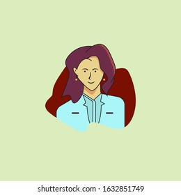 portrait of a women. office worked. Vector Flat Illustration
