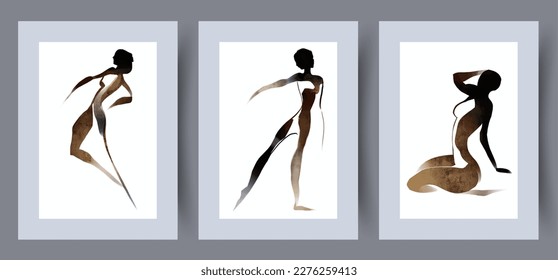 Portrait Women schlank Figur Wand Art Druck. Printable minimale abstrakte Poster. Wandbilder für Innenarchitektur. Zeitgenössischer dekorativer Hintergrund. 