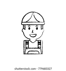 portrait worker man construction with overalls and helmet