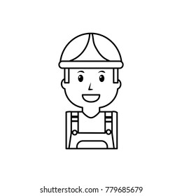 portrait worker man construction with overalls and helmet