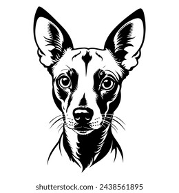 Portrait of a Xoloitzcuintli (Mexican Hairless Dog) Dog Vector isolated on white background, Dog Silhouettes. svg