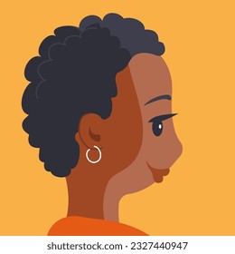 Portrait of a young African American woman. A welcoming smile on your face. Brunette hair. Avatar female consultant. Flat vector illustration