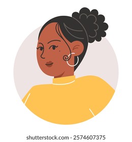 Portrait of a Young African Woman with Curly Black Hair for Profile Icon