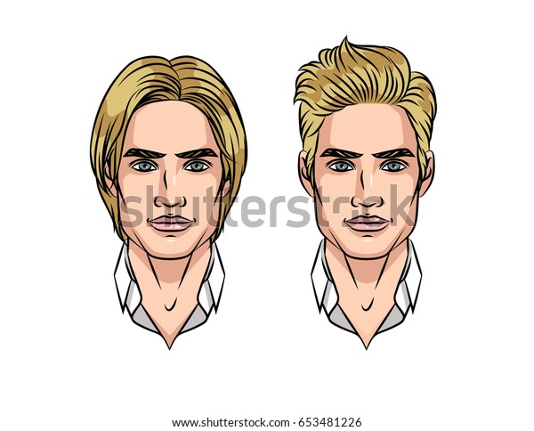 Portrait Young Attractive Guy Before After Stock Vector Royalty