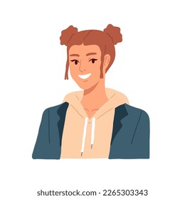 Portrait of a young attractive woman in a casual clothes. hand drawn illustration