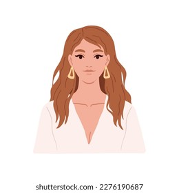 Portrait of a young attractive woman in a casual clothes. hand drawn illustration	
