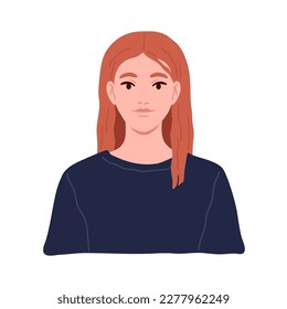 Portrait of a young attractive woman in a casual clothes. hand drawn illustration