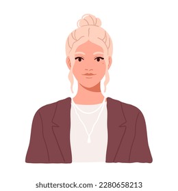 Portrait of a young attractive woman in a casual clothes hand drawn illustration