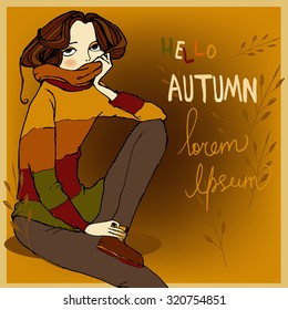 portrait of young autumn woman