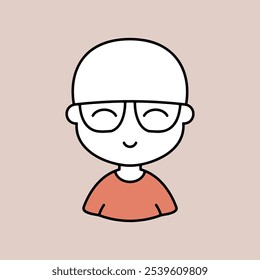 Portrait of a young bald man in stylish glasses vector icon. Hipster symbol. Avatar character portrait signs. Graph symbol for your web site design, logo, app, UI