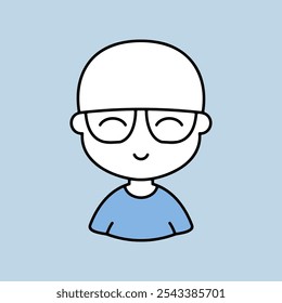 Portrait of a young bald man in stylish glasses vector icon. Hipster symbol. Avatar character portrait signs. Graph symbol for your web site design, logo, app, UI