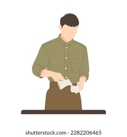 Porträt eines jungen Bartender, einzelne Illustration
