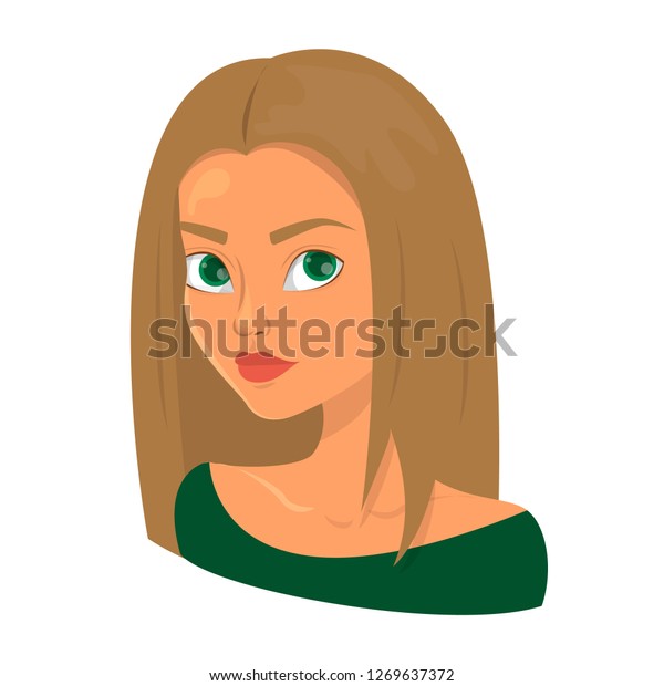 Portrait Young Beautiful Woman Blonde Hair Stock Vector Royalty