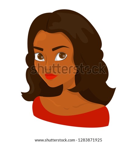 Portrait Young Beautiful Woman Dark Hair Stock Vector