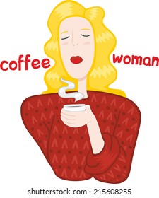 portrait of a young blonde woman coffee