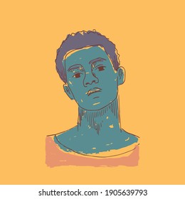 Portrait of a young boy. Vector flat illustration.