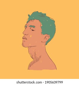 Portrait of a young boy. Vector flat illustration.