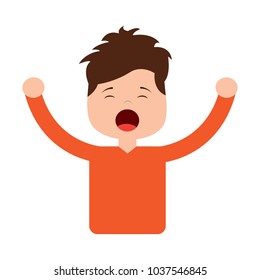 portrait young boy yawning and arms extended vector illustration