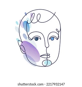 Retrato de un niño pequeño ilustración vectorial lineal aislado, dibujo artístico de línea infantil.