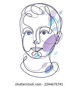 Retrato de un niño pequeño ilustración vectorial lineal aislado, dibujo artístico de línea infantil.