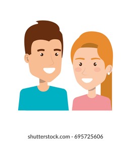 portrait young couple smiling character people