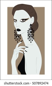 Portrait of young fashionable brunette woman  - Modern Vector Art