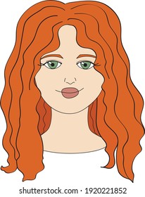 Portrait of a young girl with ginger (red) wavy hair