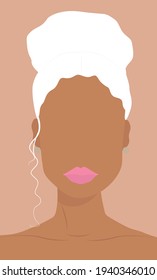 Portrait of a young girl in a modern style. Flat illustration of a white-haired beauty on a light background. Modern picture for postcards, posters. backgrounds, avatars, templates, textiles.
