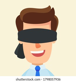 Blindfolded cartoon man Royalty Free Vector Image