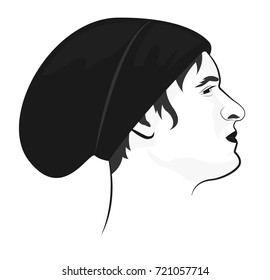 Portrait of a young guy in profile. Purposeful look. Vector illustration