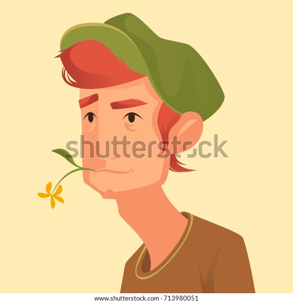 Portrait Young Guy Red Hair Green Stock Vector Royalty Free