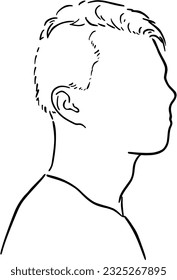 Portrait of a young guy with short hair with a t-shirt doodle linear cartoon coloring