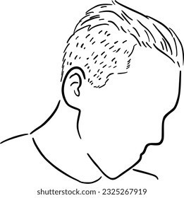 Portrait of a young guy with short hair with a t-shirt doodle linear cartoon coloring