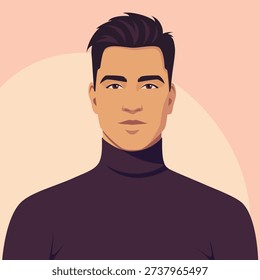 Portrait of young man. Avatar of guy for social networks. Abstract male portrait, full face. Stock vector isolated illustration in flat style.